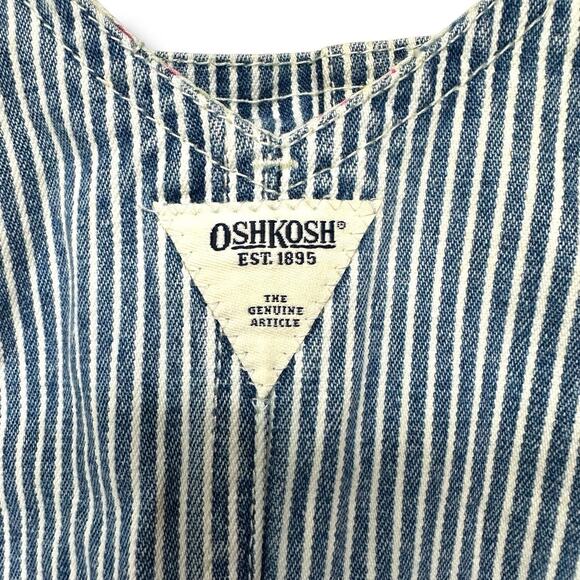 Vtg 80s OSH KOSH BGosh Jumper Overalls Dress Cotton Striped Floral Piping 18 mo - Picture 11 of 16